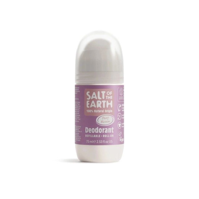 Salt Of The Earth Vegan Refillable Deodorant Roll On Peony Blossom 75ml (Επαναγεμιζόμενο Αποσμητικό Roll On με Άρωμα Άνθους Παιώνιας)