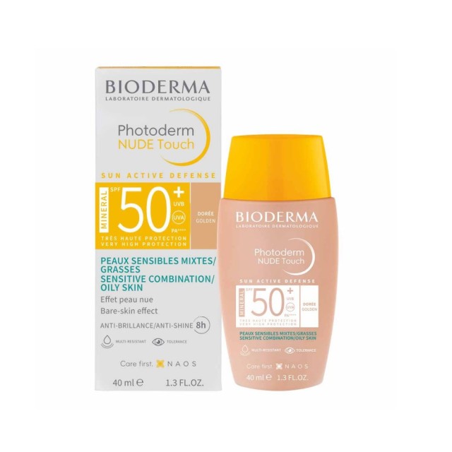 Bioderma Photoderm Nude Touch Golden SPF50+ 40ml (Αντηλιακό Προσώπου με Χρώμα για Μεικτή/Λιπαρή Επιδ