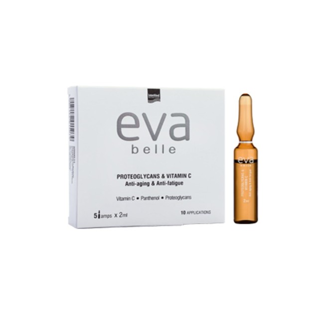 Eva Belle Proteoglycans & Vitamin C Anti-Aging & Anti-Fatigue Ampoules 5x2ml (Αμπούλες για Επαναφορά Λάμψης & Ογκου σε Θαμπό & Κουρασμένο Δέρμα με Σημάδια Γήρανσης)