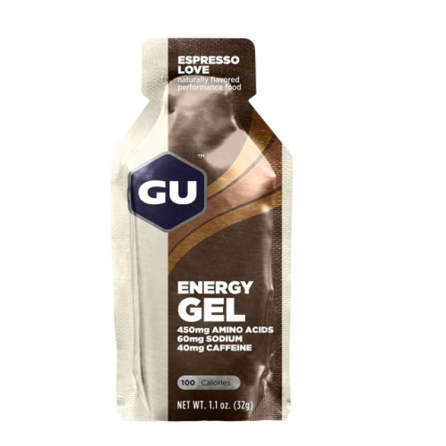 GU Energy Gel Espresso Love 32gr (Ενεργειακό Τζέλ Υδατανθράκων με Καφεΐνη με Γεύση Εspresso)