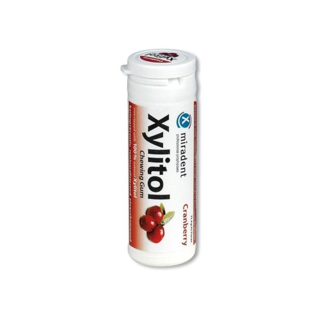 Miradent Xylitol Chewing Gum Cranberry 30τεμ (Οδοντότσιχλα με Ξυλιτόλη Γεύση Κράνμπερι)