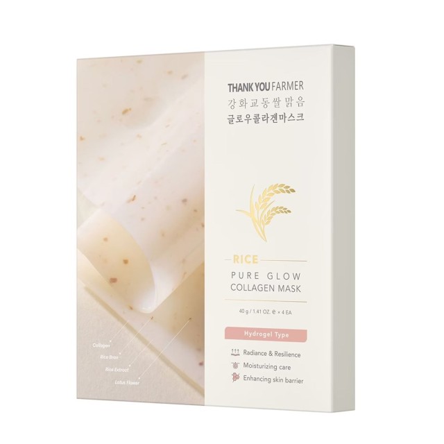 Thank You Farmer Rice Pure Glow Collagen Mask 4pcs