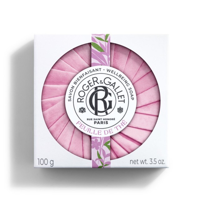 Roger & Gallet Feuille De The Wellbeing Soap 100gr (Αναζωογονητικό Σαπούνι Λεμόνι Καλαβρίας - Μαύρο 