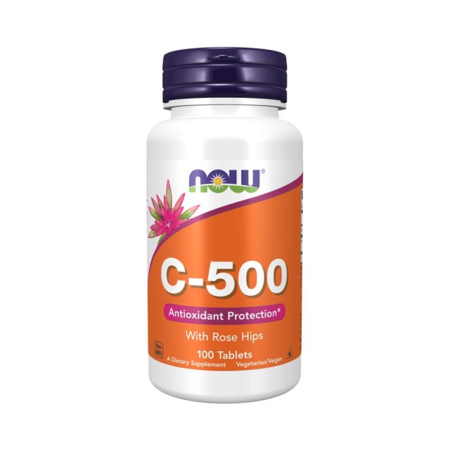 Now Foods Vitamin C 500 With Rose Hips 100tabs (Συμπλήρωμα για τη λειτουργία του Ανοσοποιητικού Συστήματος)