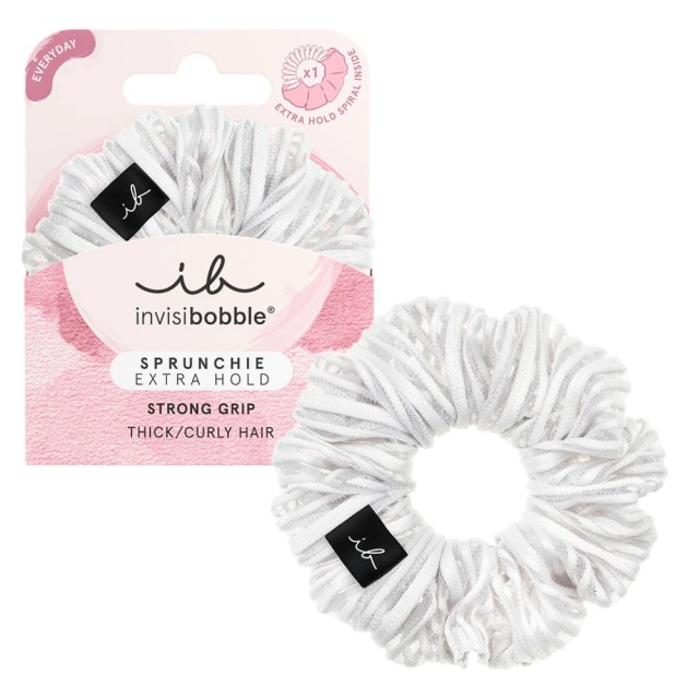 Invisibobble Sprunchie Extra Hold Pure White 1τεμ (Λαστιχάκι Μαλλιών με Ύφασμα Λευκό)