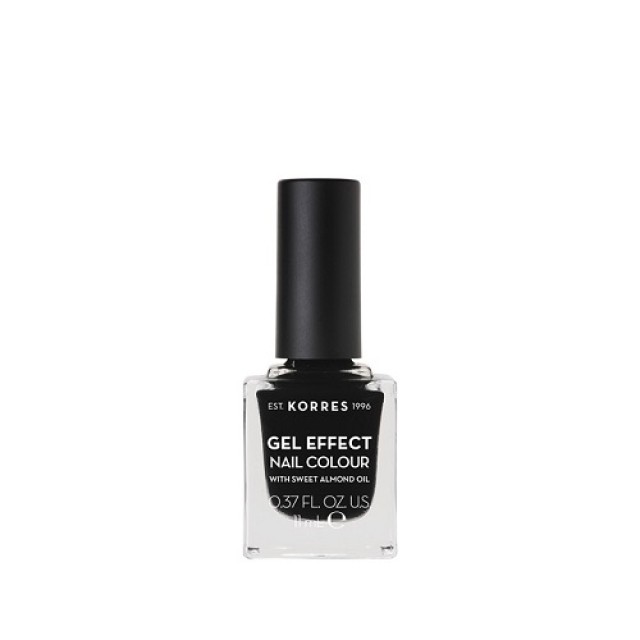 Korres Gel Effect Nail Colour No 100 Black 11ml (Ημιμόνιμο Βερνίκι Νυχιών με Αμυγδαλέλαιο - Μαύρο)