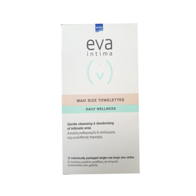 Intermed Eva Intima Maxi Size Towelettes 12pcs (Πανάκια Καθαρισμού & Απόσμησης της Ευαίσθητης Περιοχής σε Ατομική Συσκευασία 12τεμ)