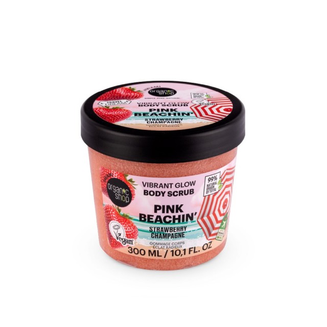 Natura Siberica Organic Shop Vibrant Glow Body Scrub Pink Beachin with Strawberry 300ml