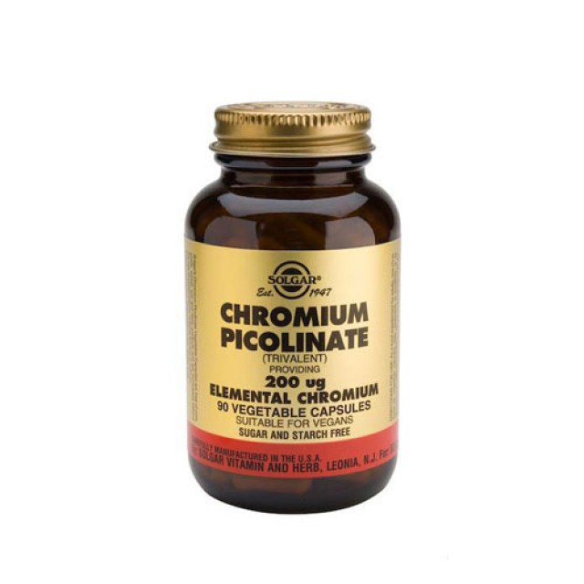 Solgar Chromium Picolinate 200mcg 90 Vegetarian Caps (Πικολινικό Χρώμιο)