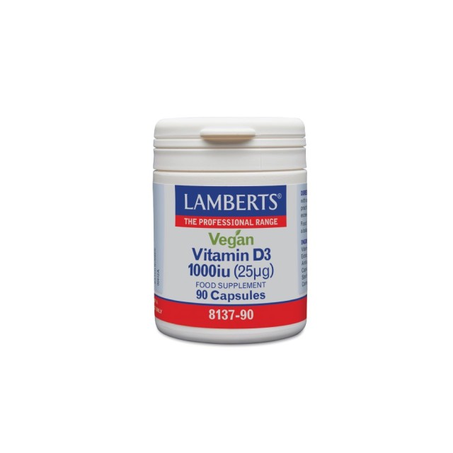 Lamberts Vegan Vitamin D3 1000iu 25mg 90caps (Βιταμίνη D3 για Χορτοφάγους)