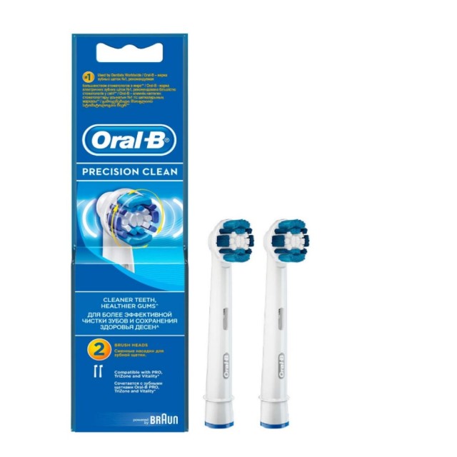 Oral-B Precision Clean Brush Heads 2τεμ (Ανταλλακτικές Κεφαλές για Ηλεκτρική Οδοντόβουρτσα)