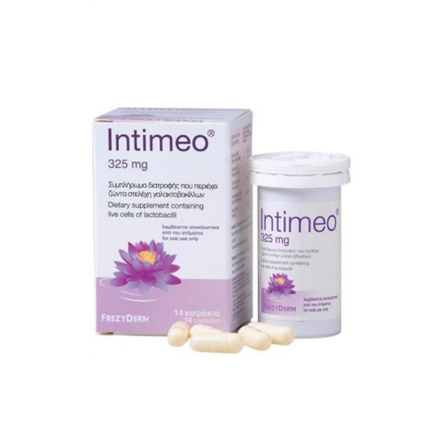 Frezyderm Intimeo 325mg 14caps (Συμπλήρωμα Διατροφής με Ζώντα Στελέχη Γαλακτοβακίλλων για την Ισορροπίας του Κολπικού Περιβάλλοντος)