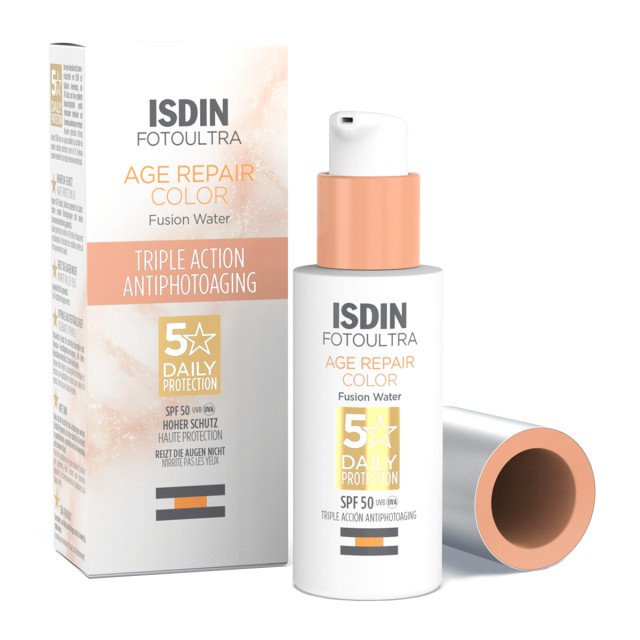 Isdin Foto Ultra Age Repair SPF50 Fusion Water Color 50ml (Αντηλιακή Αντιγηραντική Κρέμα Προσώπου με Βάση το Νερό με Χρώμα)