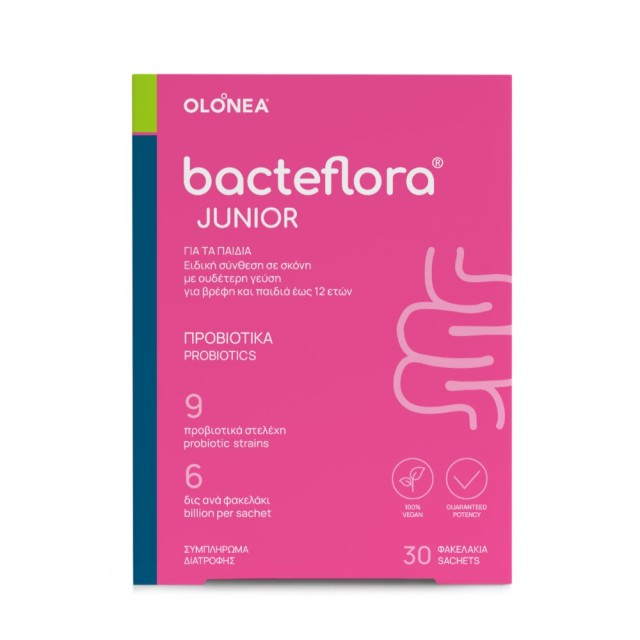 OLONEA Bacteflora Junior 30 φακελάκια (Προβιοτικά σε Σκόνη με Ειδική Σύνθεση για Παιδιά έως 12 Ετών)