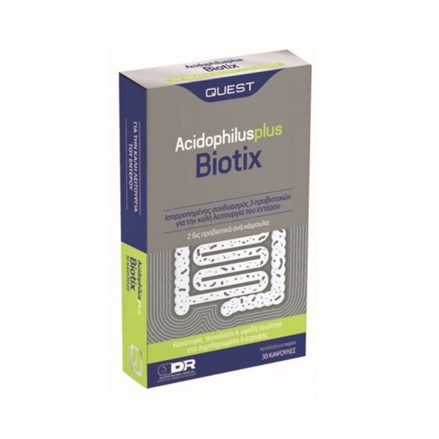 Quest Acidophilus Plus Biotix 30caps (Συμπλήρωμα Διατροφής  για την Καλή Λειτουργία του Εντέρου)