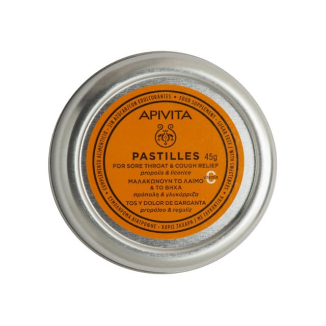 Apivita Pastilles for Cough and Sore Throat with Liquorice & Propolis 45gr