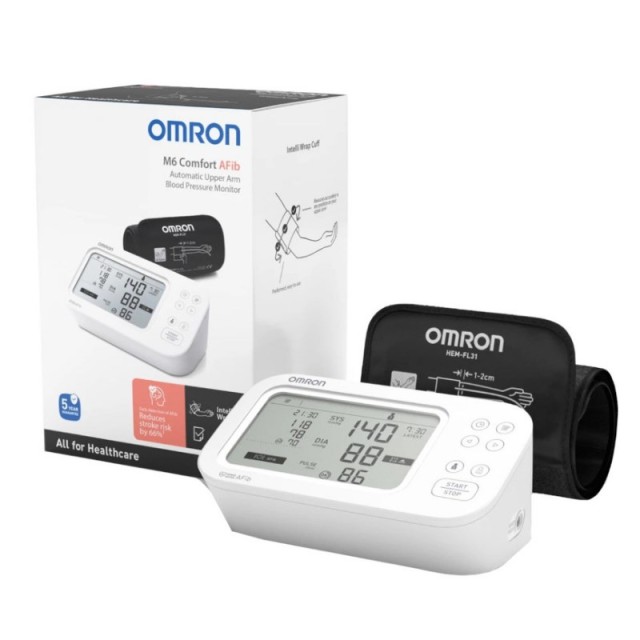 Omron M6 Comfort AFib (Πιεσόμετρο Μπράτσου με Ανίχνευση Κολπικής Μαρμαρυγής)