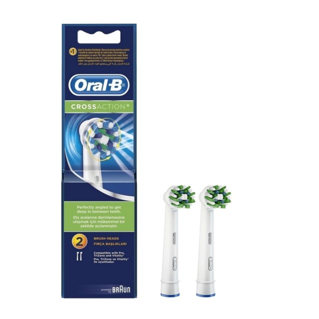 Oral B Cross Action Brush Heads 2τεμ (Ανταλλακτικές Κεφαλές για Ηλεκτρική Οδοντόβουρτσα)