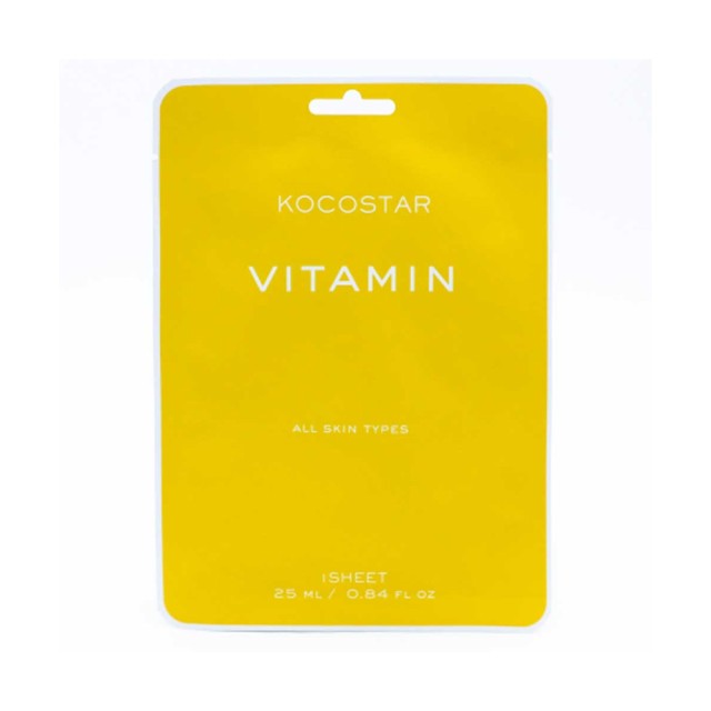 Kocostar Vitamin Face Mask 1τεμ (Εμποτισμένη Μάσκα Αναζωογόνησης & Λάμψης για Όλους τους Τύπους Δέρματος)