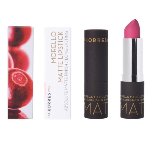 Korres Morello Matte Lipstick 75 Strawberry Fields 3.5gr (Ματ Κραγιόν σε Έντονο Φούξια Χρώμα) 