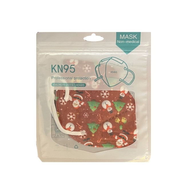 KN95 Christmas Protective Mask 1τεμ (Μάσκα Ενισχυμένης Προστασίας Ενηλίκων Κόκκινη με Χριστουγεννιάτικο Σχέδιο)