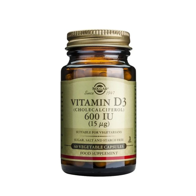 Solgar Vitamin D3 600 iu 60vegetarian caps (Οστά - Δόντια - Ανοσοποιητικό)