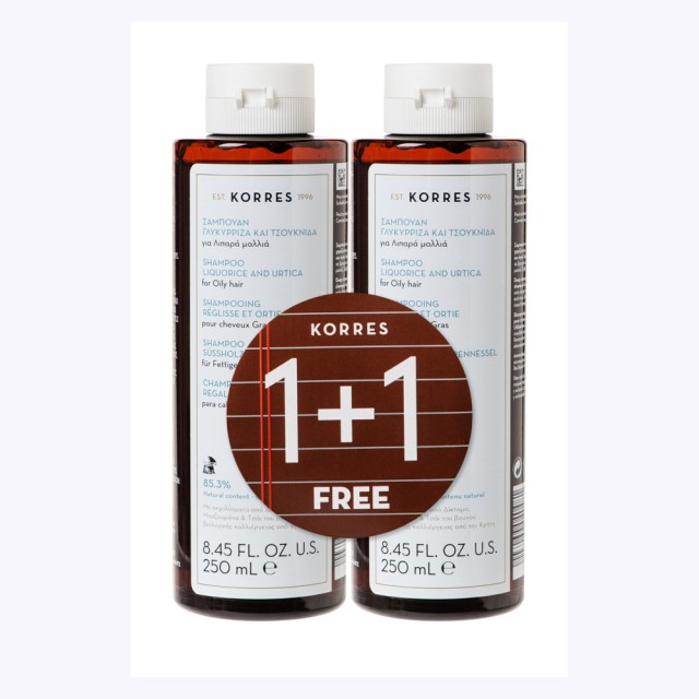 Korres 1+1 ΔΩΡΟ Shampoo Γλυκύρριζα & Τσουκνίδα 250ml (Σαμπουάν για Λιπαρά Μαλλιά)