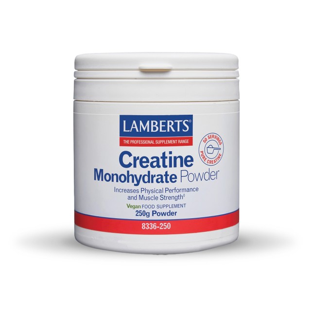 Lamberts Creatine Monohydrate Powder 250gr (Συμπλήρωμα Διατροφής με 100% Καθαρή Μικροϊονισμένη Μονοϋδρική Κρεατίνη)
