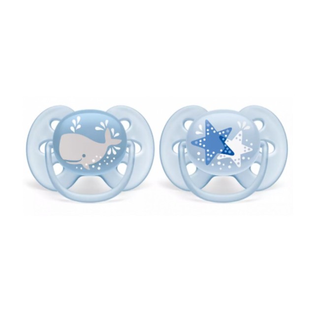 Avent Ultra Soft Boy SCF223/03 6-18m (Εξαιρετικά Απαλή Πιπίλα για Αγόρι 6-18m 2τεμ & Θήκη)