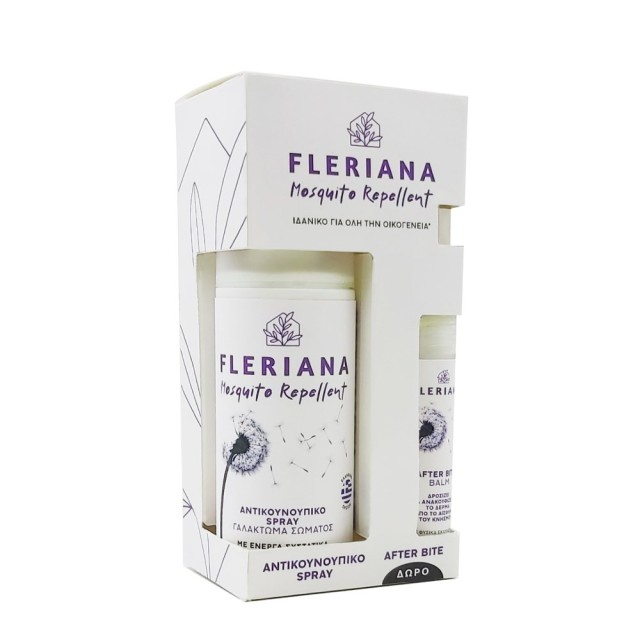 Fleriana SET Mosquito Repellent Spray 100ml & ΔΩΡΟ After Bite Balm 7ml (ΣΕΤ με Αντικουνουπικό Spray Γαλάκτωμα Σώματος & Δώρο Φυσικό Βάλσαμο για Τσιμπήματα από Κουνούπια & Σκνίπες)