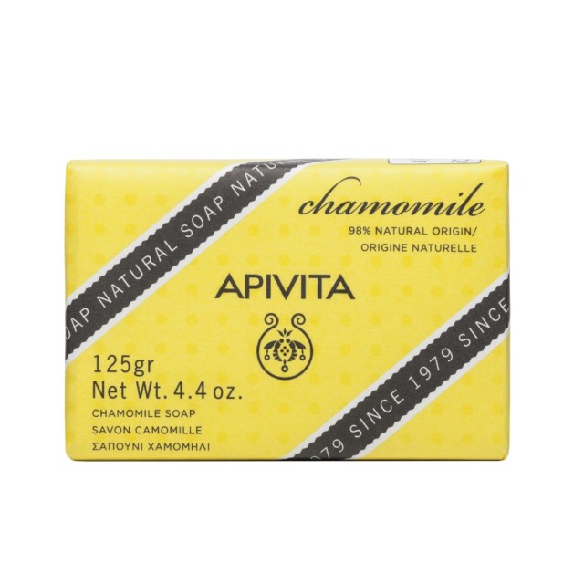 Apivita Natural Soap with Chamomile 125gr (Καταπραϋντικό Σαπούνι για Πρόσωπο & Σώμα με Χαμομήλι) 