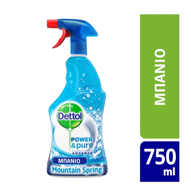Dettol Pure & Power Antibacterial Spray Fresh Mountain Spring 750ml (Καθαριστικό Spray Μπάνιου με Άρωμα Φρεσκάδας)