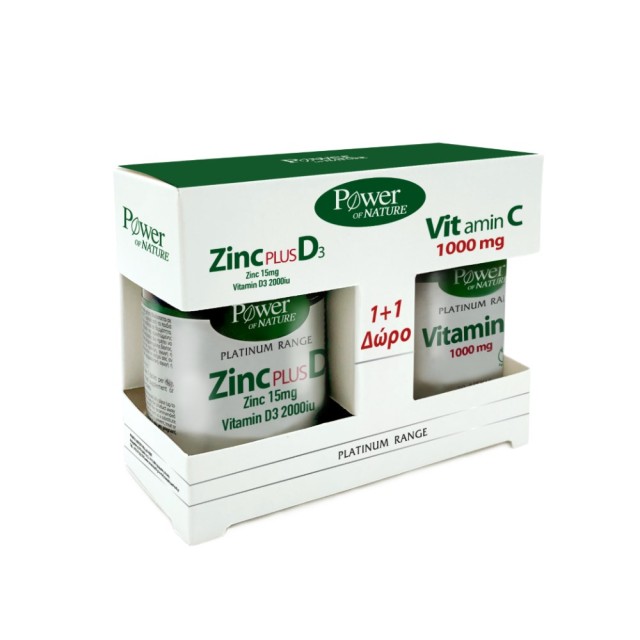 Power Health Platinum SET Zinc Plus D3 30tabs & ΔΩΡΟ Vitamin C 1000mg 20tabs (ΣΕΤ για Ενίσχυση του Ανοσοποιητικού με Ψευδάργυρο & Βιταμίνη D3 & ΔΩΡΟ Βιταμίνη C)