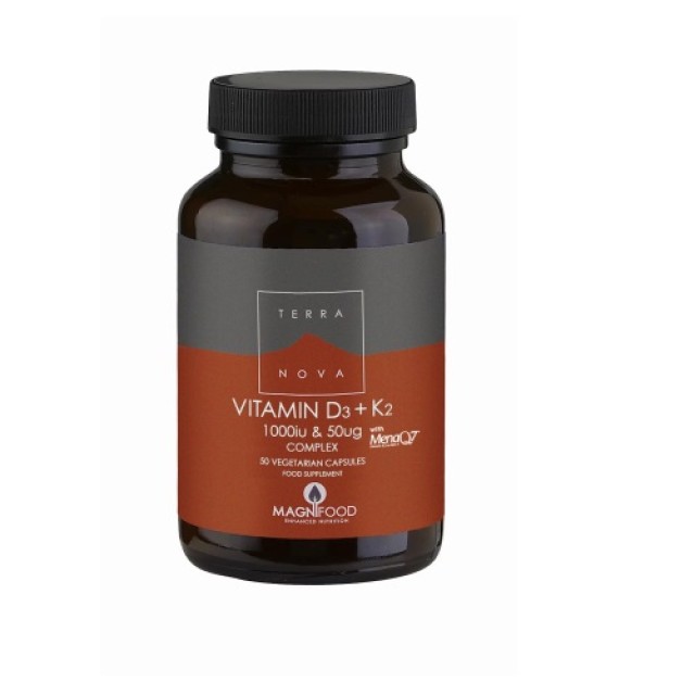 Terranova Vitamin D3 1000iu & K2 50 mg Complex 50caps  (Συμπλήρωμα Διατροφής για την Διατήρηση Υγιών Οστών)