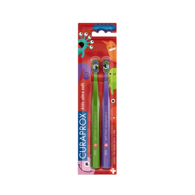 Curaprox Kids Ultra Soft Toothbrush 2τεμ (Παιδική Οδοντόβουρτσα Πολύ Μαλακή για Παιδιά 4-12 Ετών)