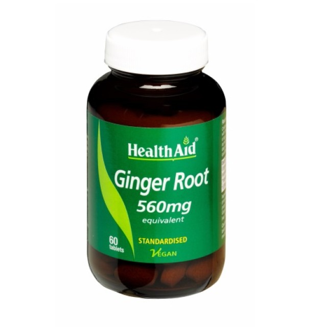 Health Aid Ginger Root 560mg 60tabs (Συμπλήρωμα Διατροφής για την Καλή λειτουργία του Γαστρεντερικού) 