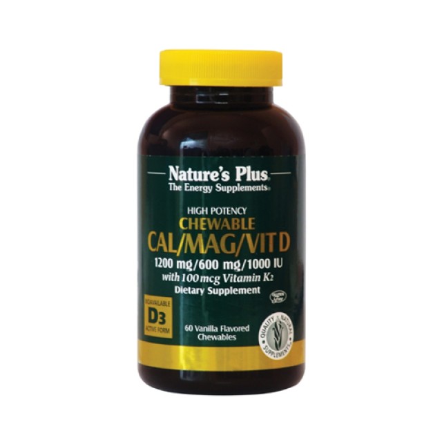 Natures Plus Cal Mag Vitamin D3 Vitamin K2 Vanilla 60tab (Αρθρώσεις - Οστεοπόρωση) 