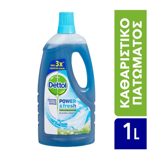 Dettol Power & Fresh Crisp Linen 1lt (Αντιβακτηριδιακό Καθαριστικό Πατώματος με Άρωμα Φρεσκάδα Ωκεανού)