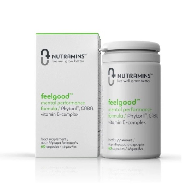 Nutramins Feelgood 60caps (Συμπλήρωμα Διατροφής για την Μείωση Άγχους - Καλύτερη διάθεση & Νοητική Διαύγεια)
