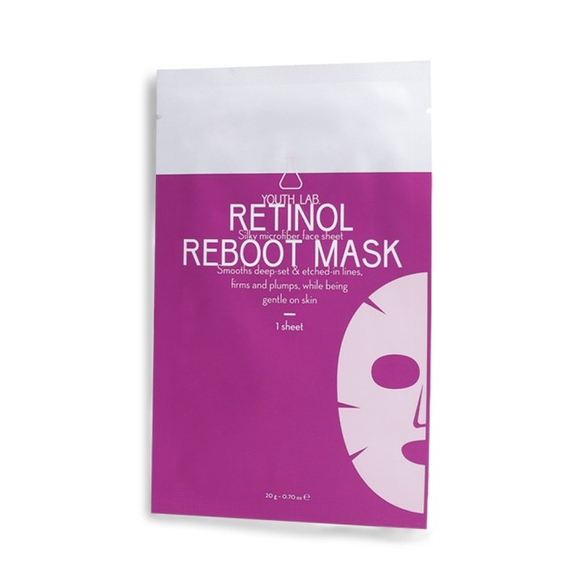 YOUTH LAB Retinol Reboot Mask 1τεμ (Eμποτισμένη Υφασμάτινη Μάσκα Προσώπου Νύχτας με Ενεργή Ρετινόλη για Αναδόμηση της Επιδερμίδας)
