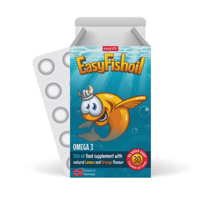 EasyVit EasyFishoil 30 μασώμενα ζελεδάκια (Συμπλήρωμα Διατροφής για Παιδιά με Ωμέγα 3 & Βιταμίνη D3)