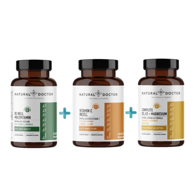 Natural Doctor Basic Immune Series SET Be Well Multivitamin 60caps & Vitamin C Incell 120caps & Complete D3, K2 & Magnesium 60caps