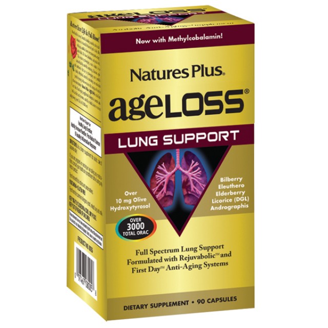 Natures Plus Ageloss Lung Support 90caps (Για Την Υγεία Των Πνευμόνων)