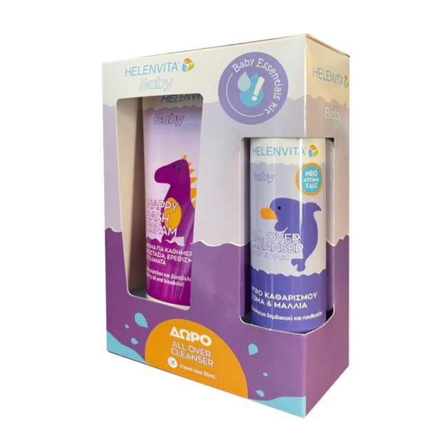 Helenvita Baby Nappy Rush Cream 150ml & ΔΩΡΟ All Over Cleanser Talc 50ml (Κρέμα για την Αλλαγή της Πάνας & ΔΩΡΟ Παιδικό Υγρό Καθαρισμού για Σώμα & Μαλλιά με Άρωμα Ταλκ)