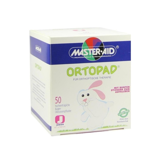 Master Aid Ortopad Junior 100.86 50pcs (Αυτοκόλλητα Oφθαλμικά Επιθέματα για Θεραπείες Ορθοοπτικής Αμβλυωπίας & Στραβισμού Λευκά για Παιδιά Έως 2 Ετών 50τεμ)