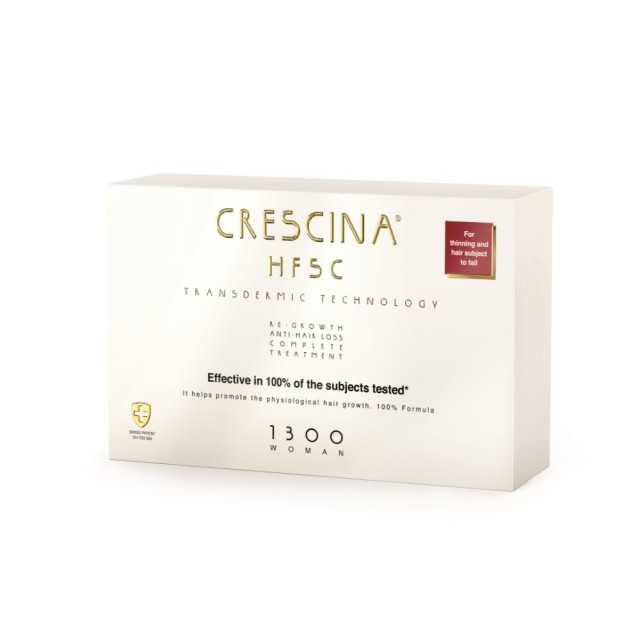 Crescina Transdermic HFSC Complete Woman 1300 20x3,5ml (Ολοκληρωμένη Αγωγή για Γυναίκες με Αραίωση Μαλλιών σε Προχωρημένο Στάδιο & Πολύ Έντονη Τριχόπτωση)
