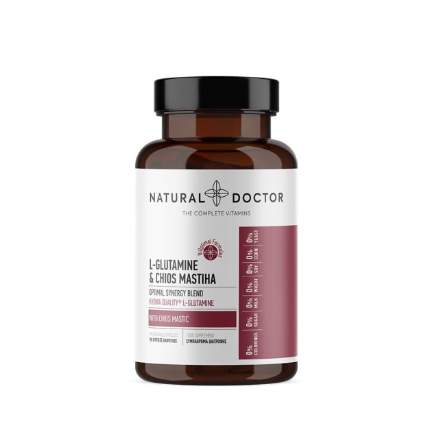 Natural Doctor L-Glutamine & Chios Mastiha 90caps (Συμπλήρωμα Διατροφής για την Καλή Λειτουργία του Εντέρου και του Στομάχου)