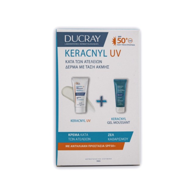 Ducray Keracnyl SET UV SPF50+ Anti-Blemish Fluid 50ml & Foaming Gel 40ml (ΣΕΤ με Λεπτόρρευστη Αντηλιακή Κρέμα Υψηλής Προστασίας & Τζελ Καθαρισμού για Επιδερμίδα με Τάση Ακμής)