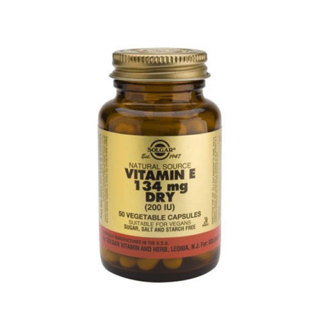 Solgar Vitamin E 200 iu Dry 50vegetarian caps  (Ισχυρή Αντιοξειδωτική Δράση)