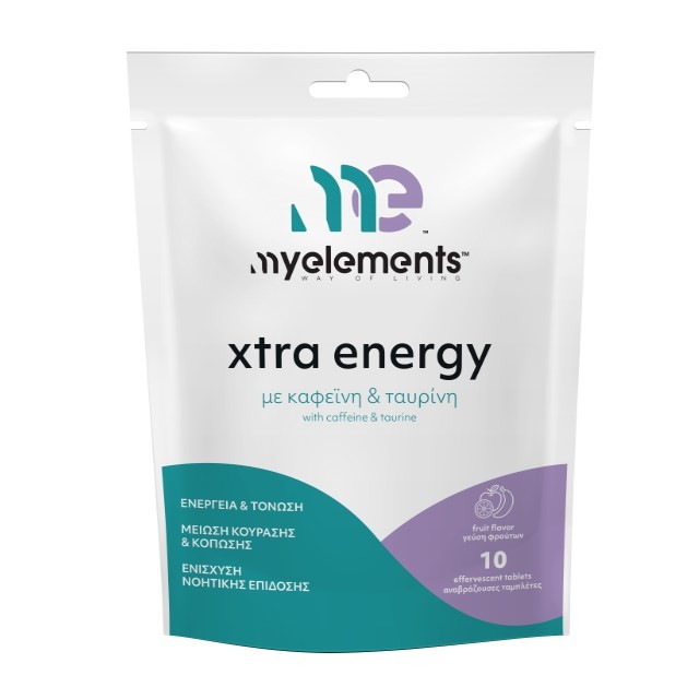 My Elements Xtra Energy 10tabs (Συμπλήρωμα Διατροφής σε Αναβράζουσες Ταμπλέτες με Καφεΐνη & Ταυρίνη για Ενέργεια & Τόνωση)